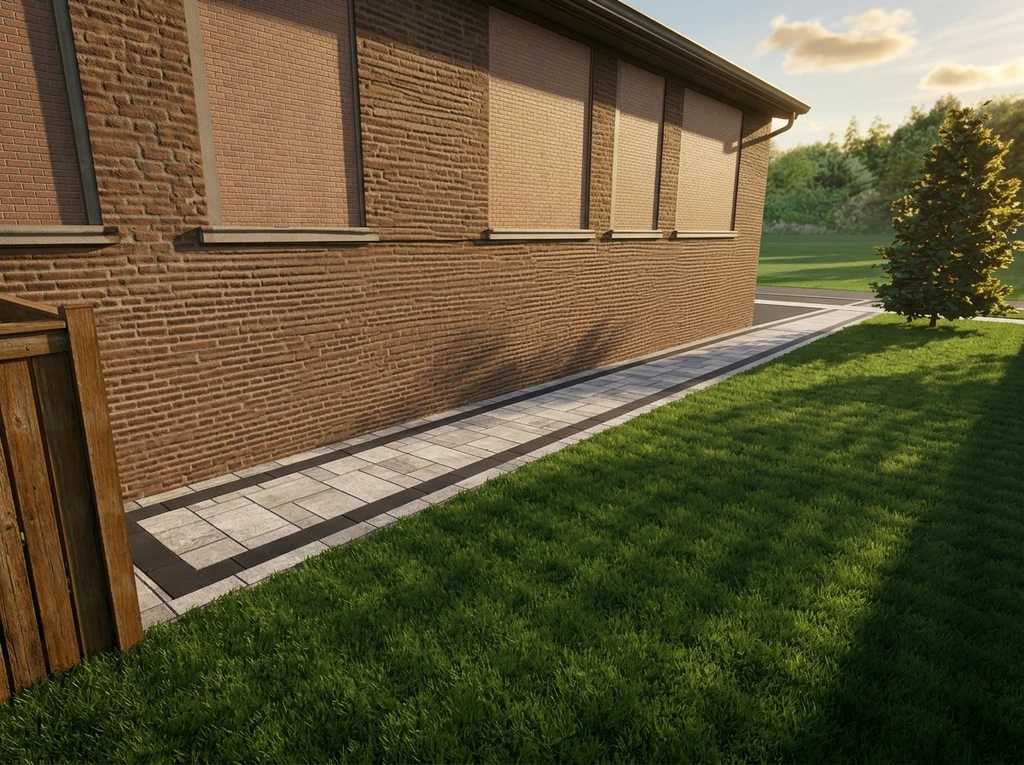 Side walkway leading toward the backyard