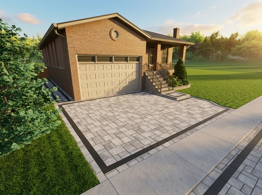 Side perspective — widened driveway extension