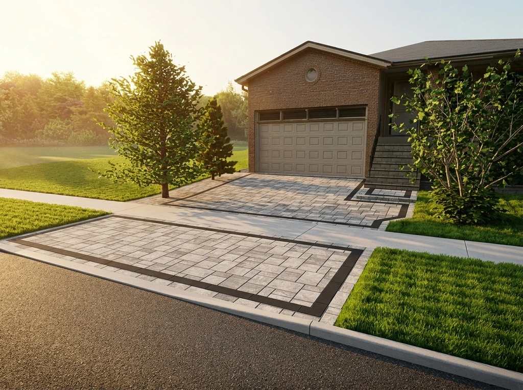 Curb view — charcoal border & boulevard inlay