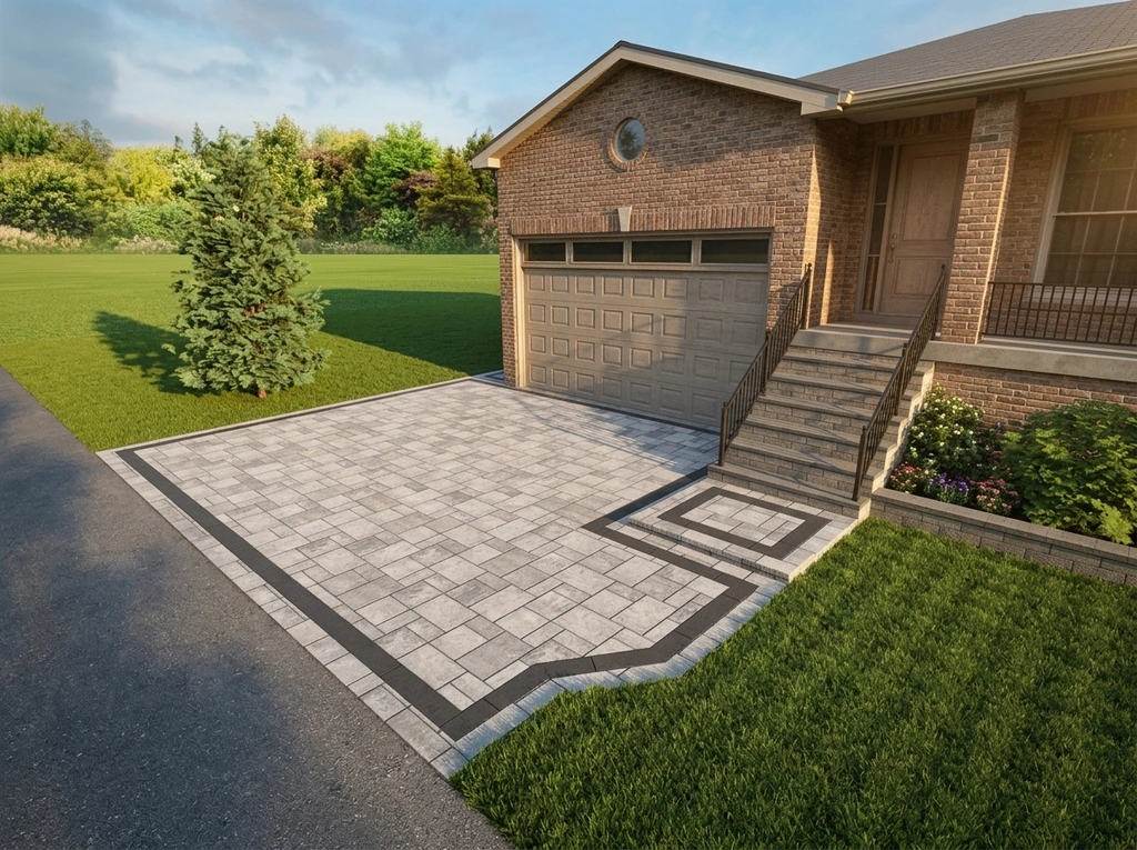 Driveway layout with inlay landing detail