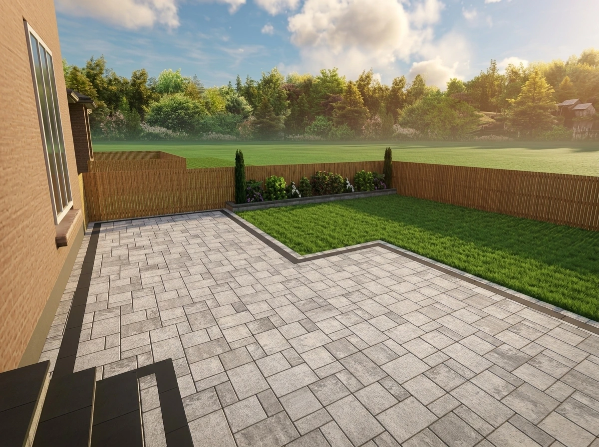Straight paver field & lawn transition