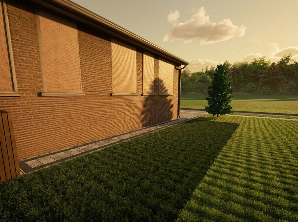 Side walkway running alongside the home