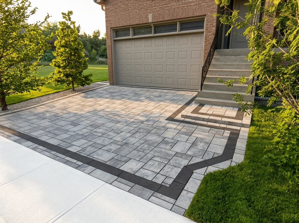 Driveway layout with inlay landing detail