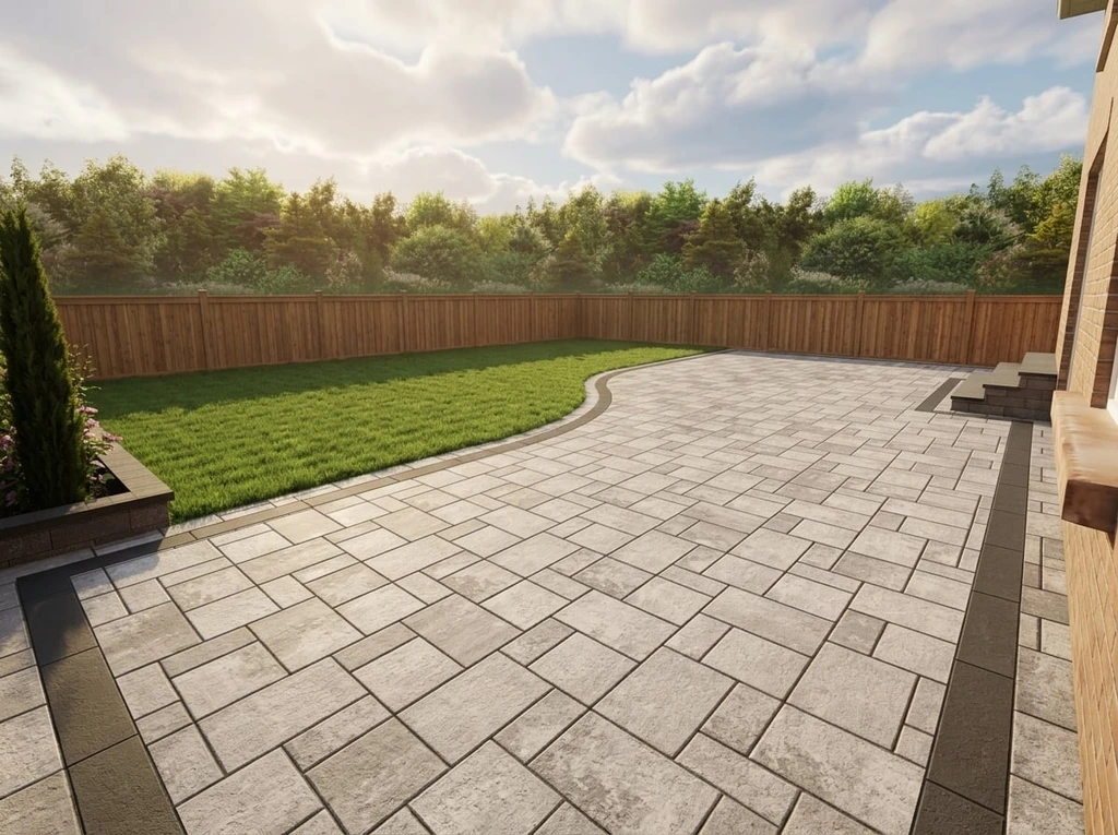 Curved surface with garden bed wall
