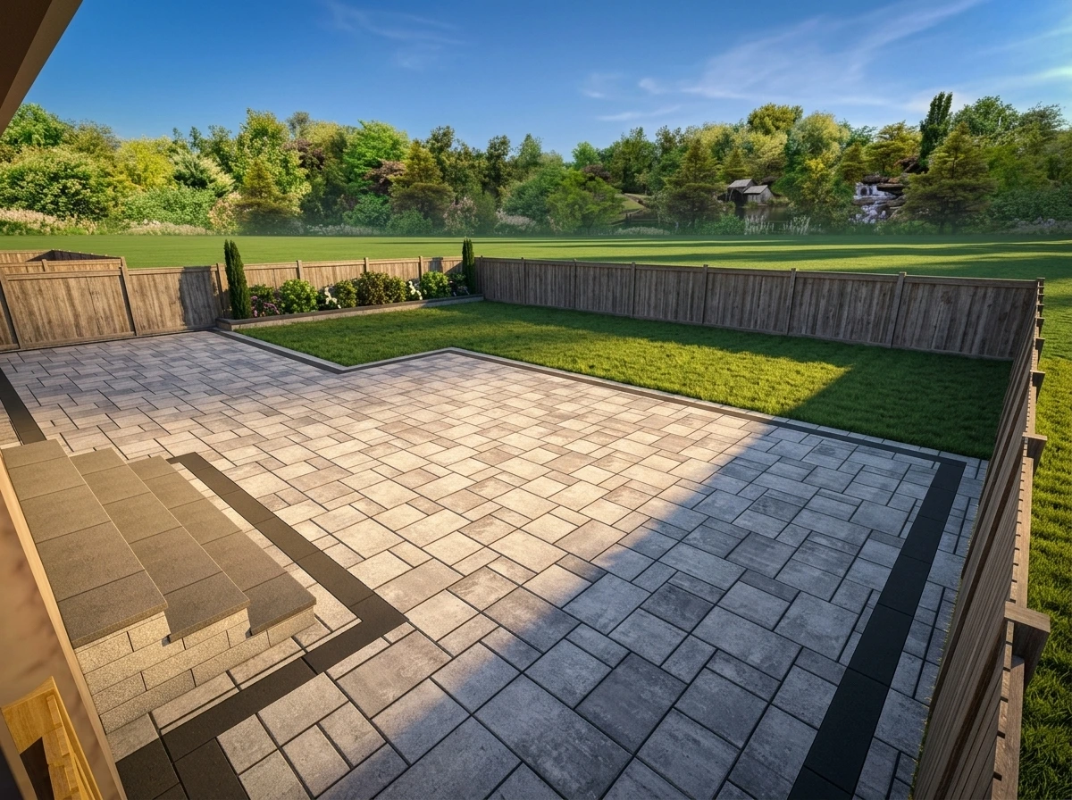 Straight patio viewed from the rear entry
