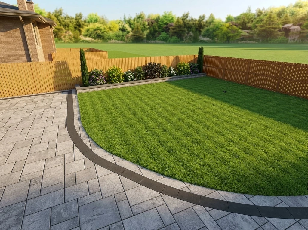 Curved lawn edge & garden bed wall